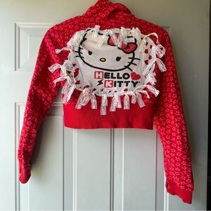 Red Hello Kitty Starry Cropped Hoodie